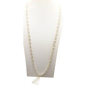 Vintage Seed Pearl Tassel Necklace Delicate Woven Bridal Accessory Handmade Croc